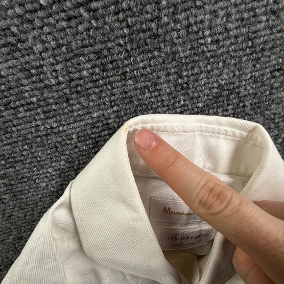 Massimo Dutti White Long Sleeve Button Up Shirt Cutaway Size 15.5 French Cuff - Picture 15 of 16
